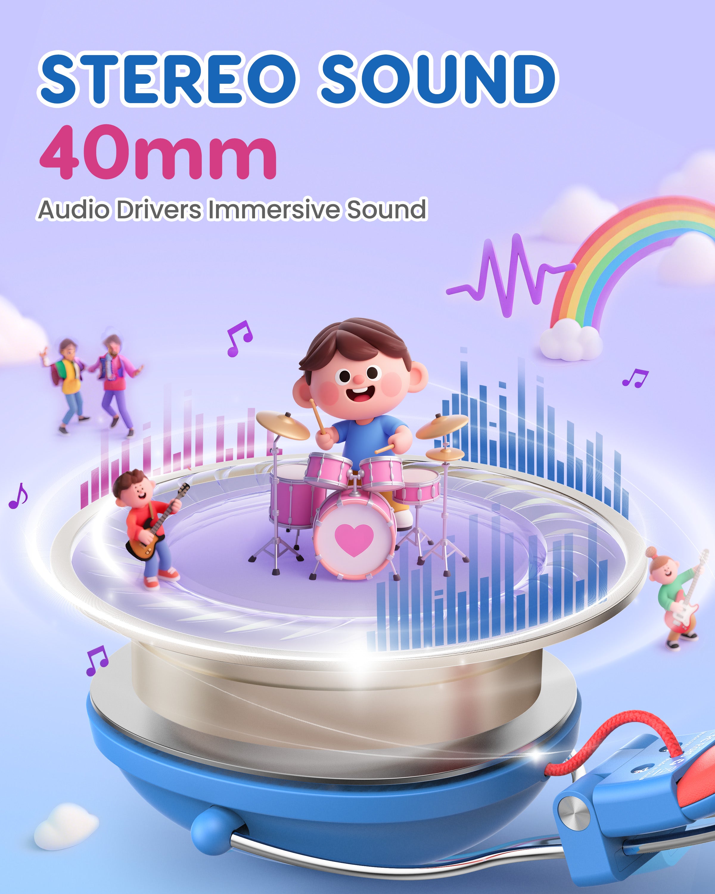 Awatrue HK05 Wired Kids Headphones – Volume Control & Stereo