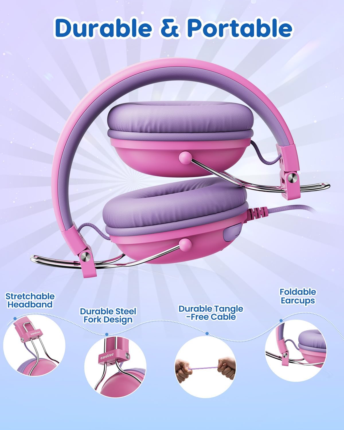 Awatrue HK05 Children's Wired Headphones – Hearing-Safe